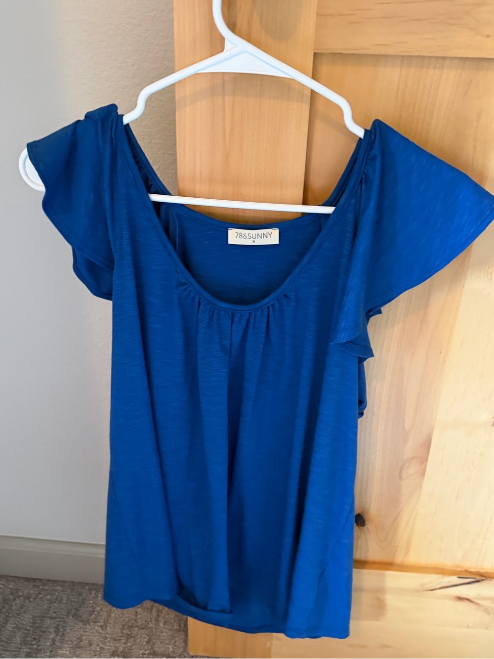 7888SUNNY Women's Royal Blue Flutter-Sleeve Camisole
